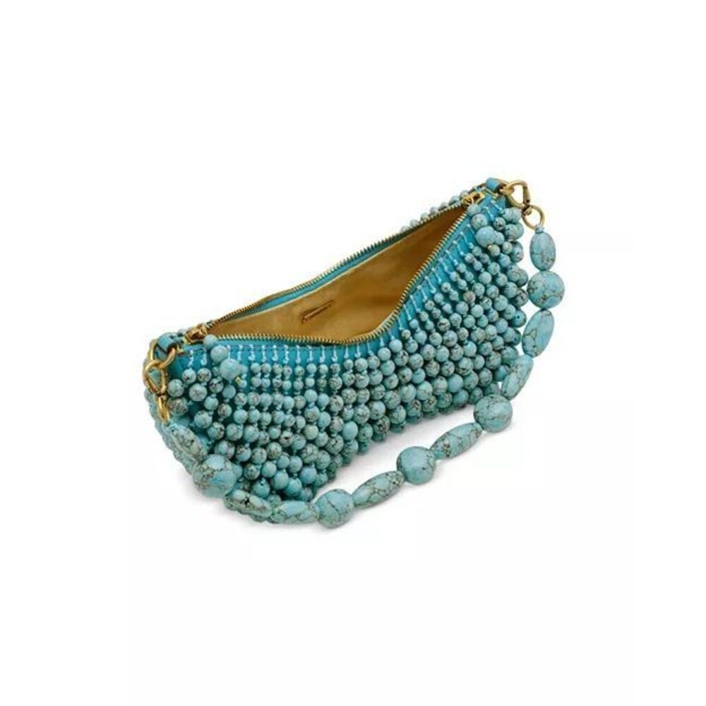 Cult Gaia Turquoise Beaded Shoulder Bag Marble Bead Mini Clutch Purse w/ Dust Ba - Picture 3 of 12